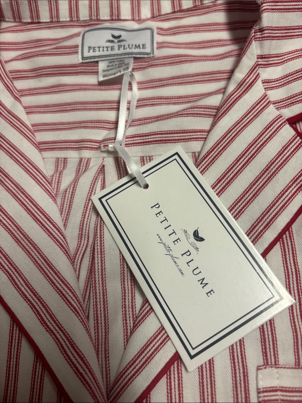 NWT Petite Plume Red & White Striped Pajama Set - Women's XS - Picture 3 of 6